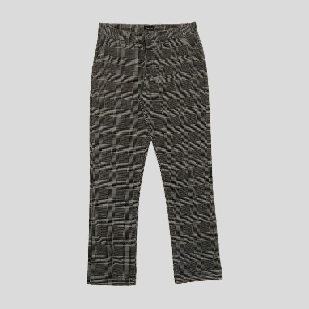Brixton Gray Plaid Cotton Choice Standard Fit Casual Mens Pants Trousers Mens 32